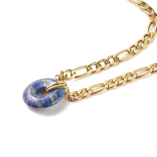 Lapis Lazuli Donut Pendant Necklace