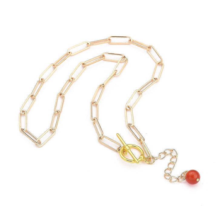 Carnelian Paperclip Lariat Necklace