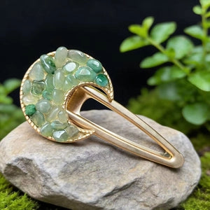 Green Aventurine Moon Hair Clip
