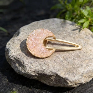 Rose Quartz Moon Hair Clip