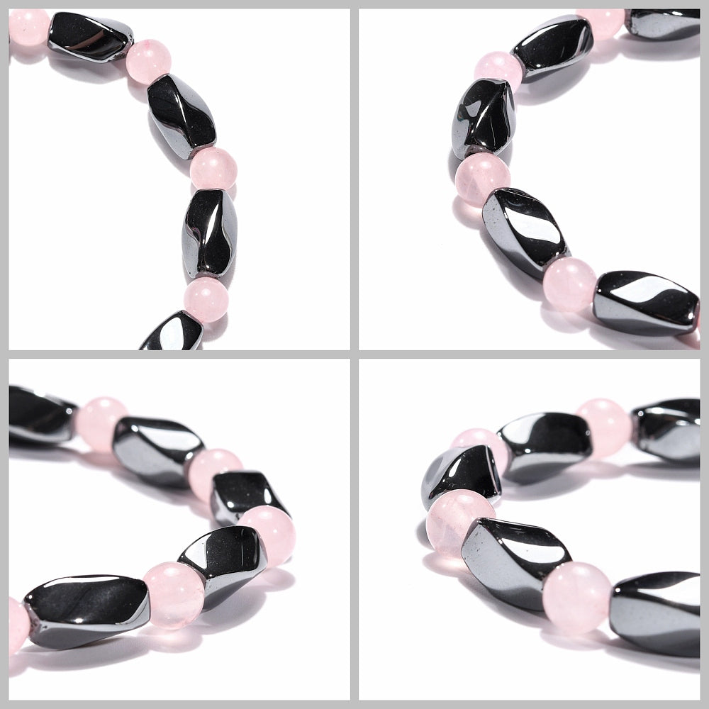 Rose Quartz & Hematite Stretch Bracelet