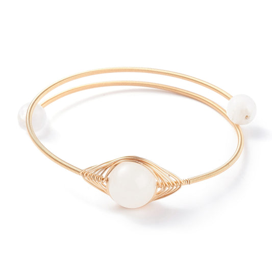 Selenite Adjustable Beaded Bangle