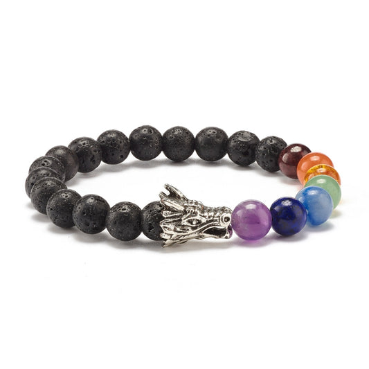 Chakra Dragon &  Lava Rock Bracelet