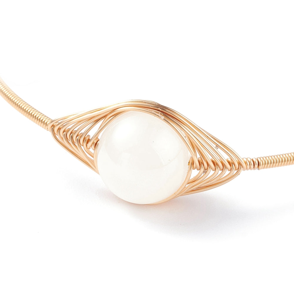 Selenite Adjustable Beaded Bangle