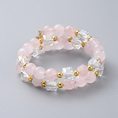 Rose Quartz Lotus Wrap Bracelet · Double Loop