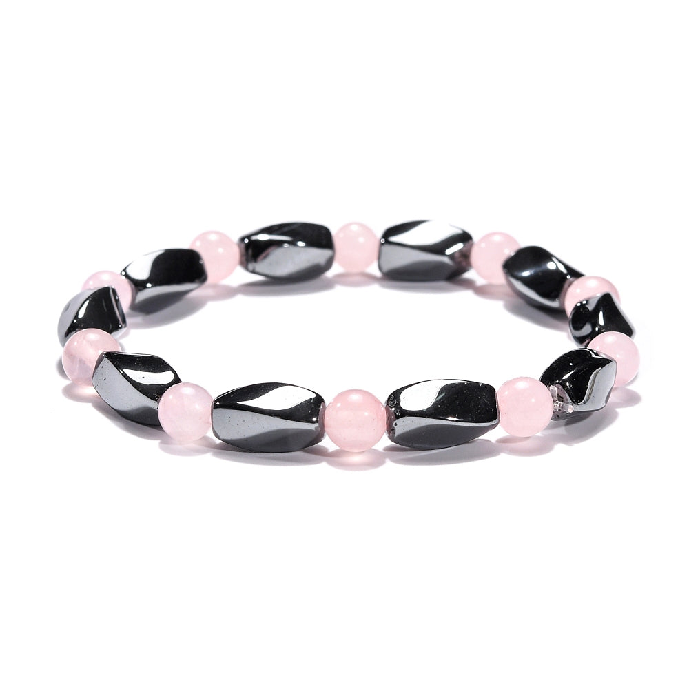 Rose Quartz & Hematite Stretch Bracelet