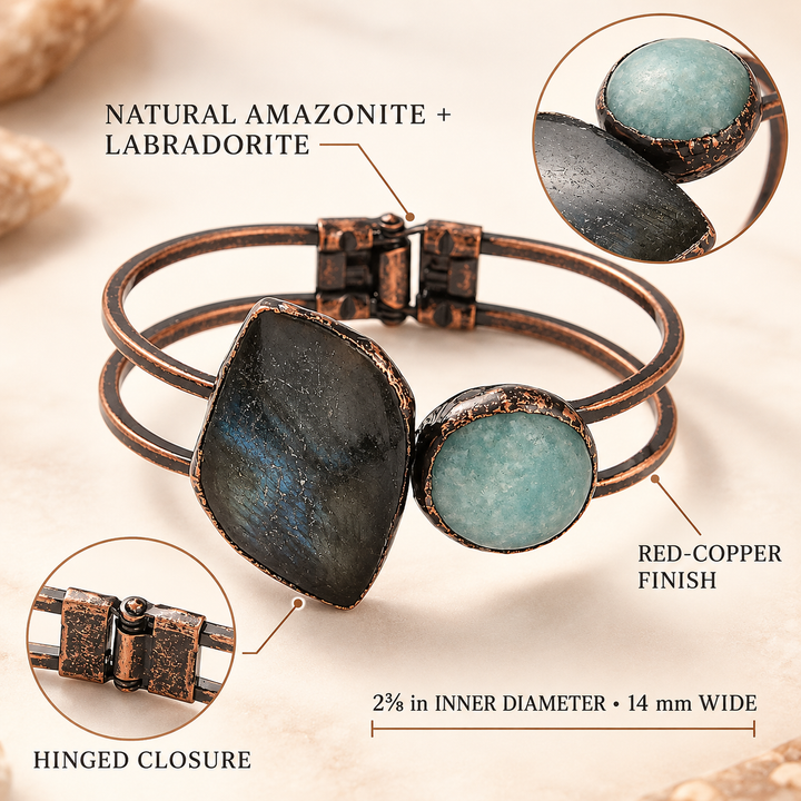 Amazonite &amp; Labradorite Copper Bangle