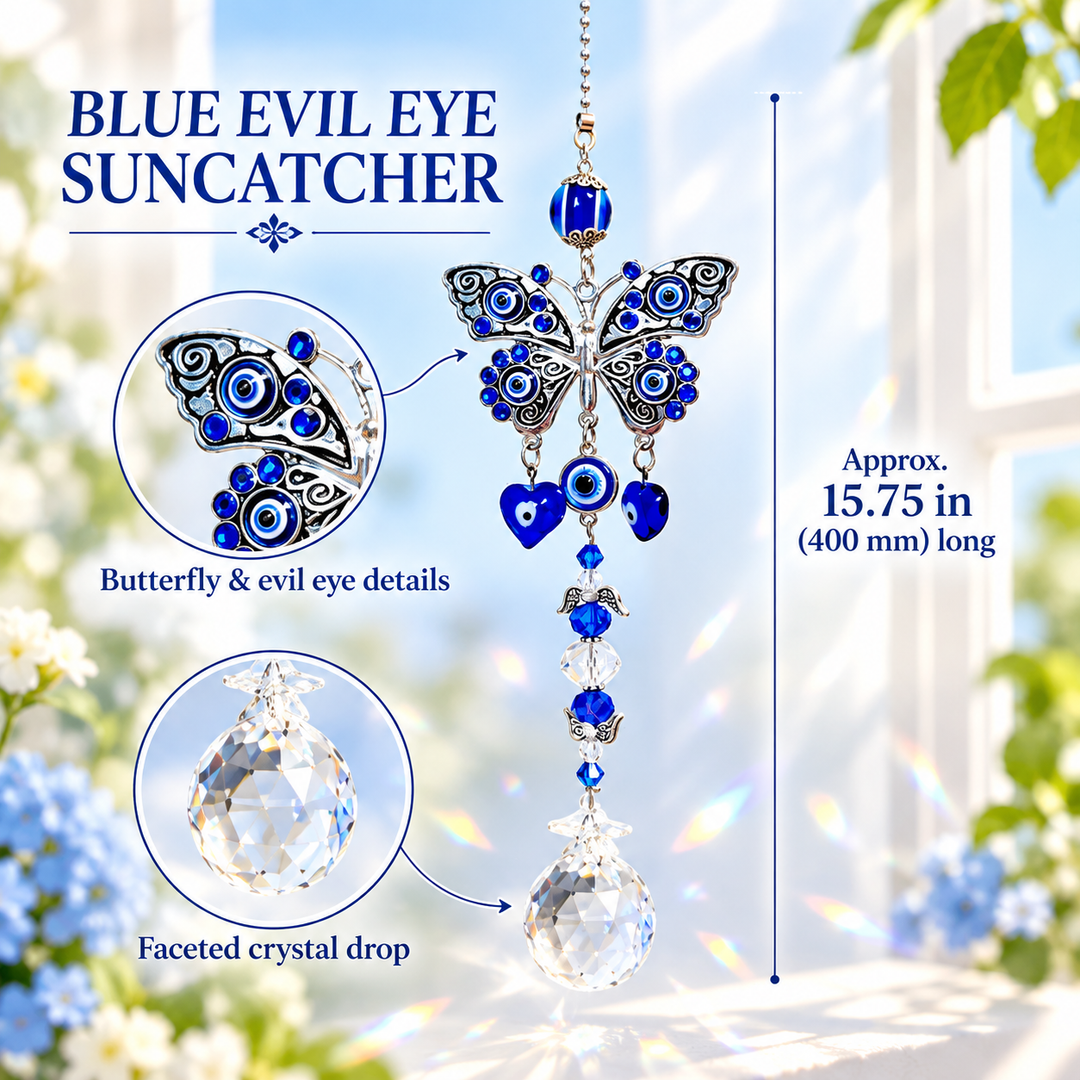 Blue Evil Eye Butterfly Suncatcher