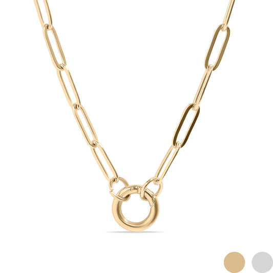 18k PVD Paperclip Charm Keeper Necklace