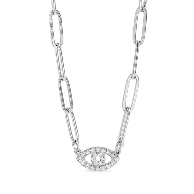 Watchful Eye Paperclip Chain Necklace
