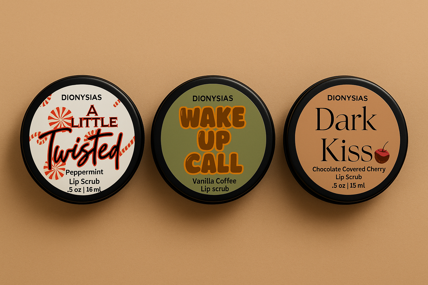 Winter Lip Scrub Trio | A Little Twisted, Wake Up Call, Dark Kiss