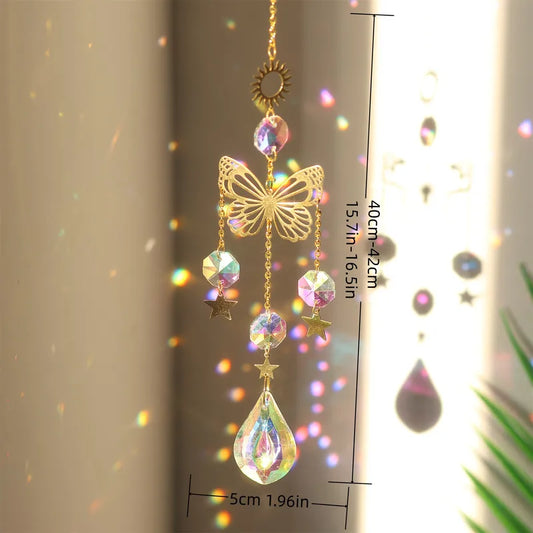 Golden Butterfly Crystal Suncatcher