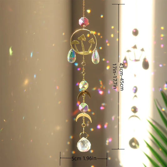 Golden Mushroom Crystal Suncatcher