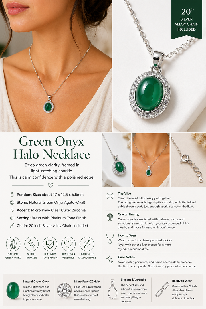 Green Onyx Halo Necklace