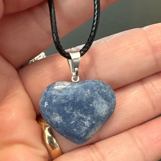 Blue Quartz Puffy Heart Necklace
