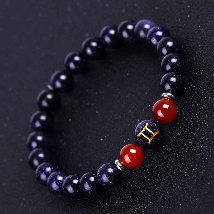 Gemini Blue Goldstone &amp;amp; Carnelian Stretch Bracelet