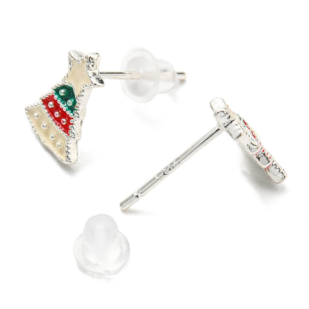 Christmas Tree Stud Earrings | Festive Platinum Holiday Jewelry