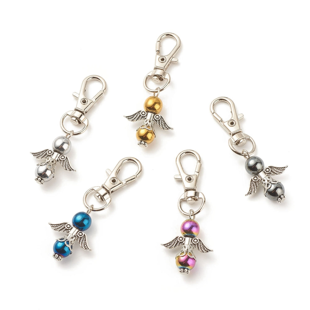 Hematite Angel Charm