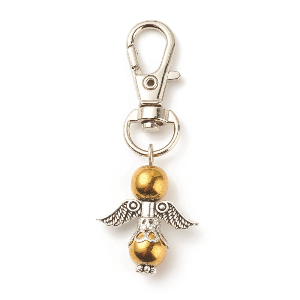 Hematite Angel Charm