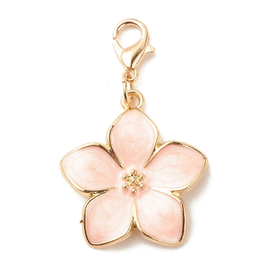 Pink Enamel Flower Charm