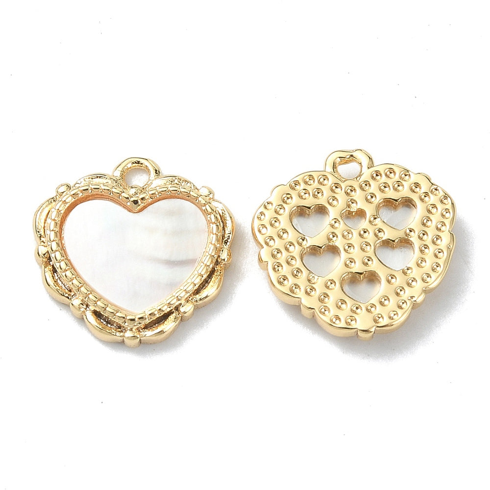 Mother of Pearl Heart Charm – 18K Gold Plated