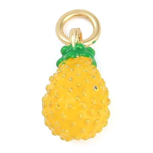 Pineapple Charm – 18K Gold Plated Enamel