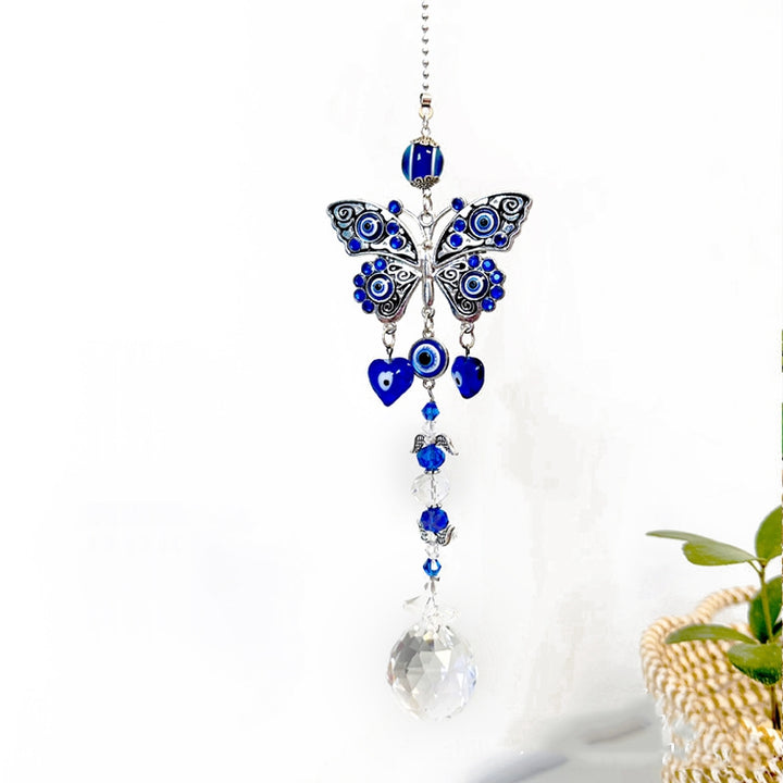 Blue Evil Eye Butterfly Suncatcher