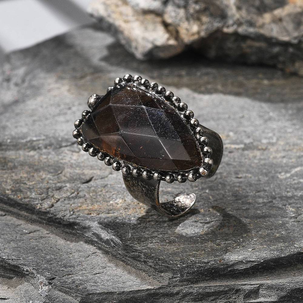 Smokey Quartz Shield Ring