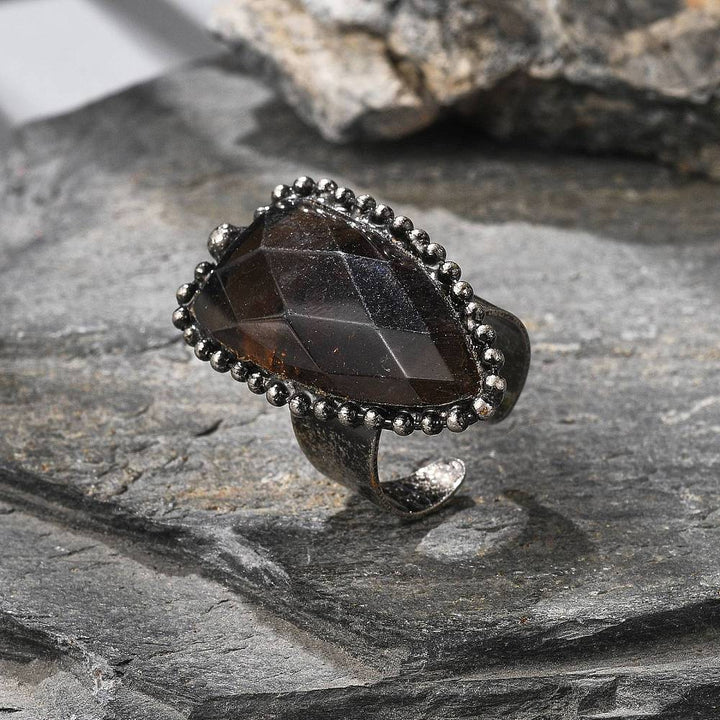 Smokey Quartz Shield Ring