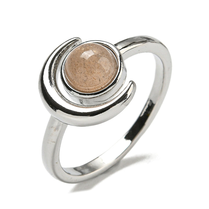 Sunstone Crescent Moon Ring