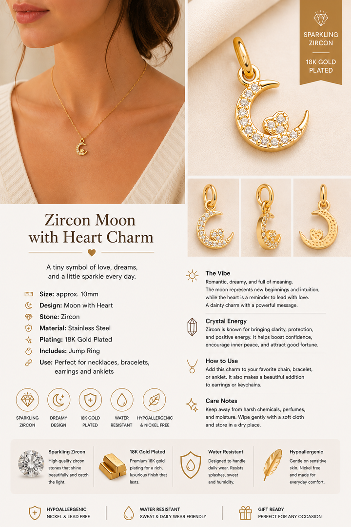 Moon &amp; Heart Charm