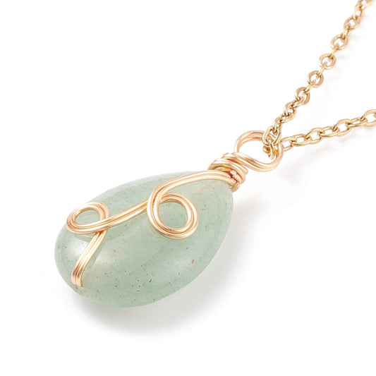 Green Aventurine Teardrop Necklace