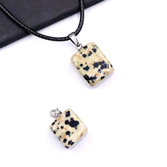 Dalmatian Jasper Cube Necklace