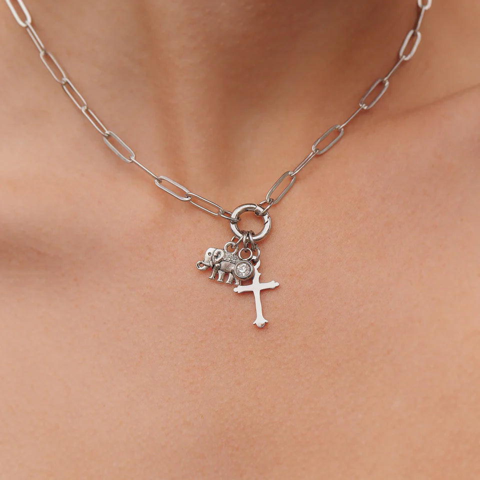 Stainless Steel Charm Holder Necklace