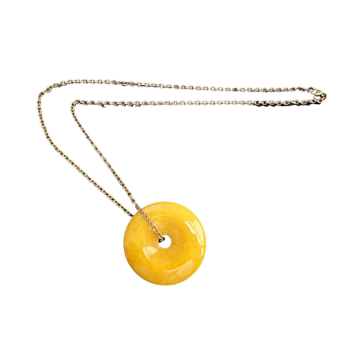 Yellow Jade Donut Necklace
