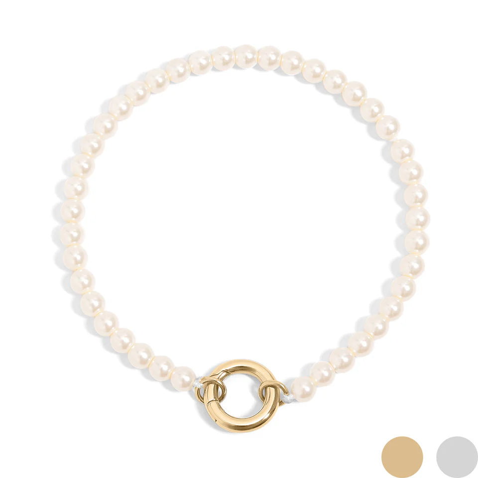 18k PVD Glass Pearl Charm Keeper