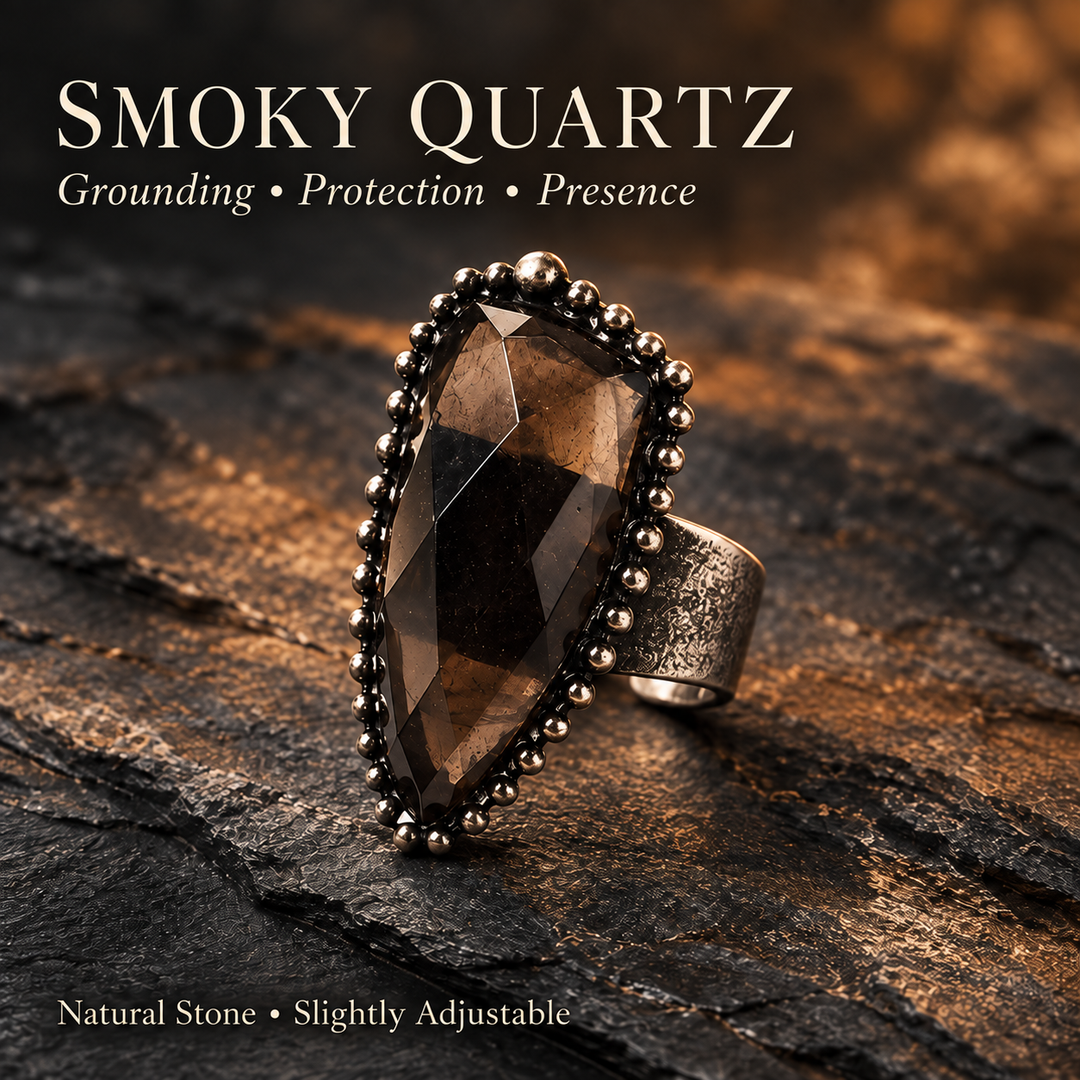 Smokey Quartz Shield Ring
