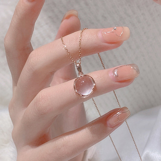 Rose Quartz Pendant Necklace – Rose Gold