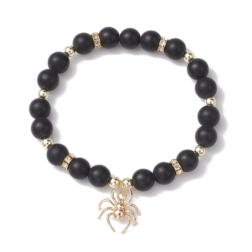 Black Agate & Syn Turquoise Spider & Web Bracelet Set