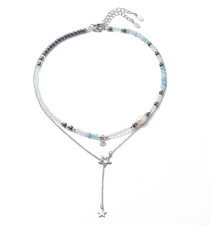 Aquamarine Lariat Necklace Set