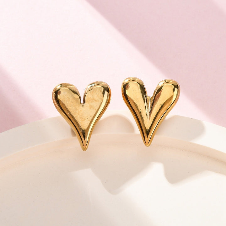 Gold Heart Stud Earrings
