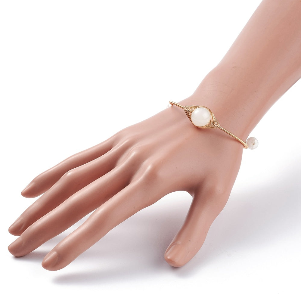 Selenite Adjustable Beaded Bangle
