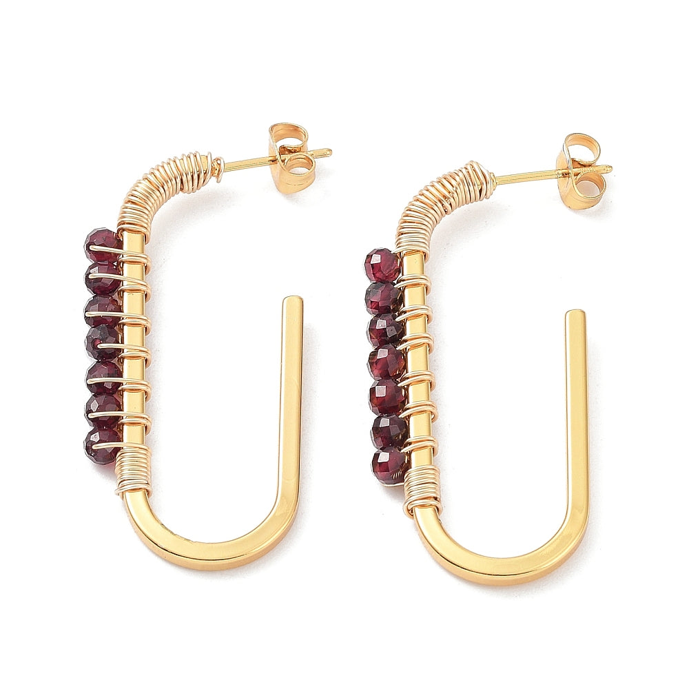 Garnet - Beaded Stud Earrings