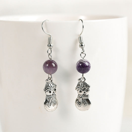 Amethyst Snowman Earrings