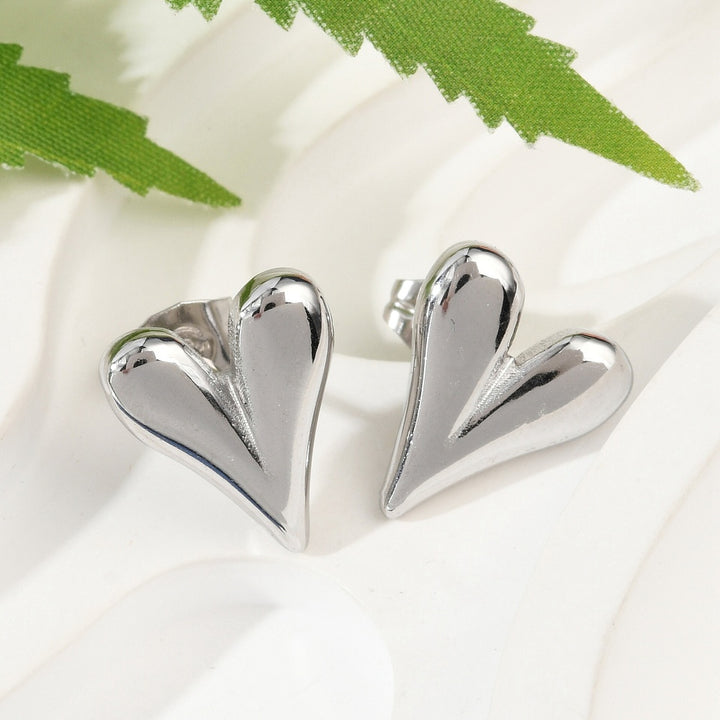 Silver Heart Stud Earrings