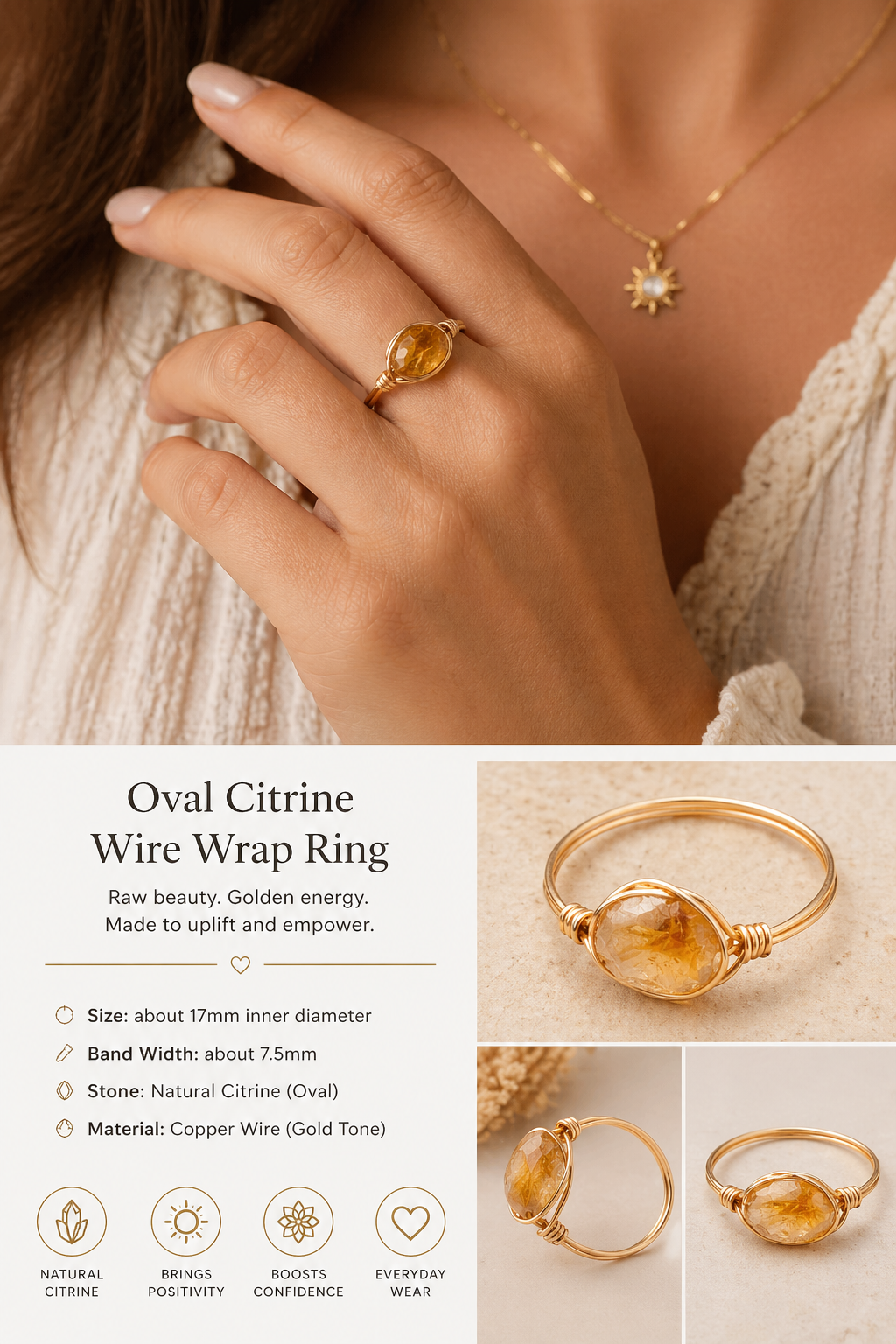 Citrine Wire Wrapped Ring