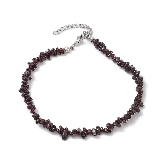 Garnet - Tumbled Chip Anklet