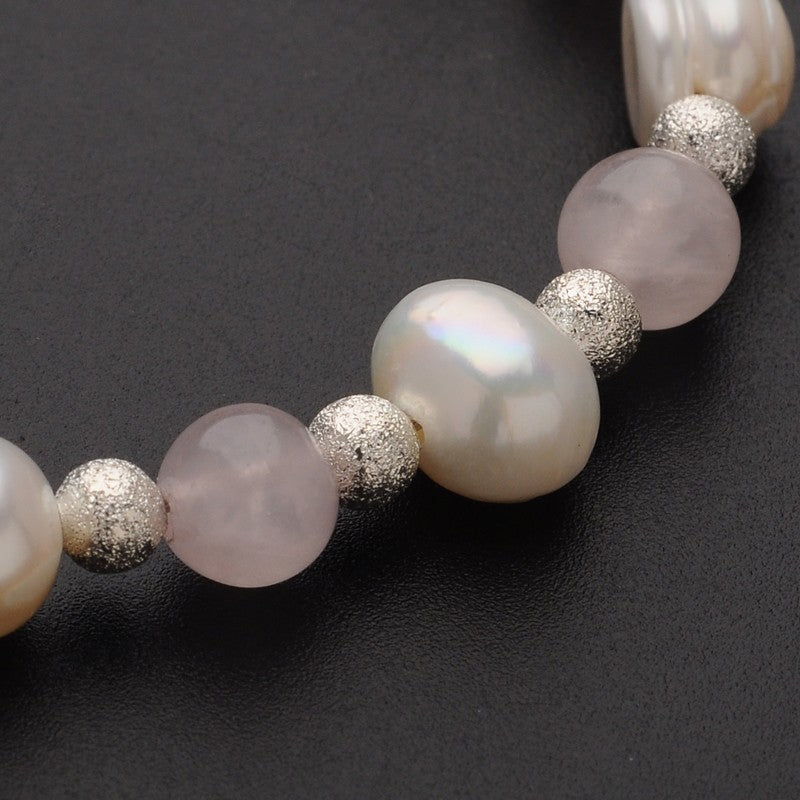 Rose Quartz & Freshwater Pearl Toggle Bracelet