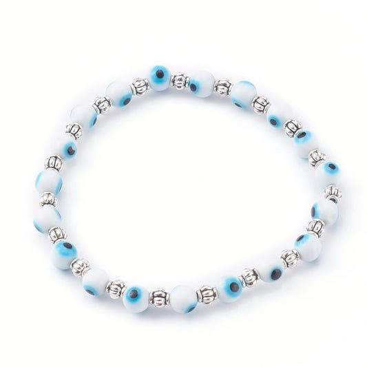 Dainty Evil Eye Bracelet (white)