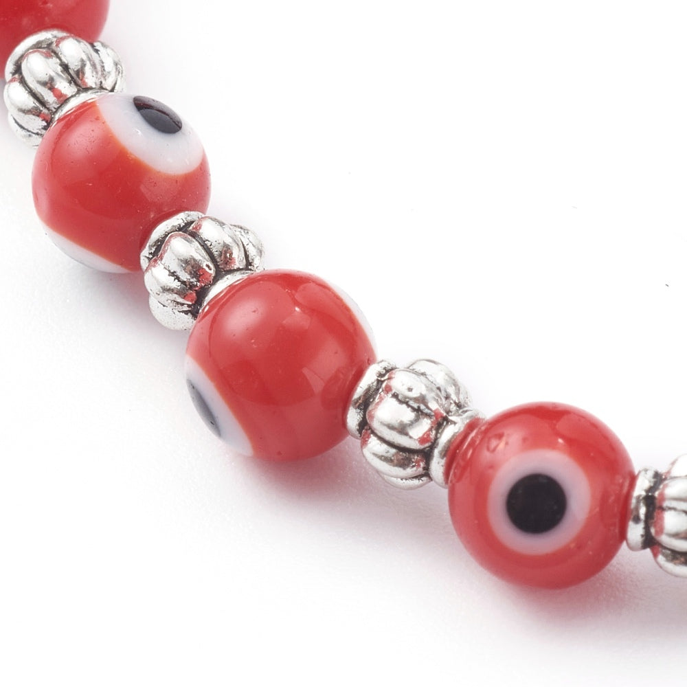 Dainty Evil Eye Bracelet (red)